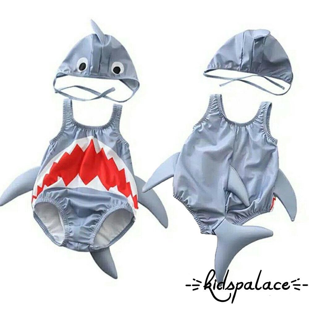 Kpa-2pcs Tập Đi Bé Gái Bé Trai Đồ Bơi Cá Mập Trang Phục Đồ Bơi Bikini Bộ Đi Biển