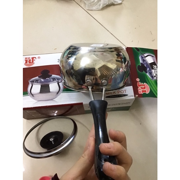 Quánh quấy bột 12cm, nồi quấy bột 2 đáy hợp kim cao cấp không rỉ ( k nấu bếp từ )