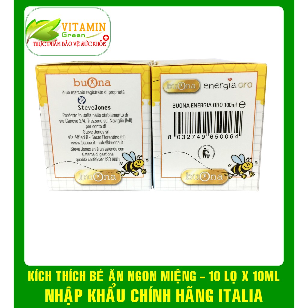 BUONA ENERGIA ORO SIRO KÍCH THÍCH BÉ ĂN NGON MIỆNG 10 LỌ X 10ML | NHẬP KHẨU CHÍNH HÃNG ITALIA