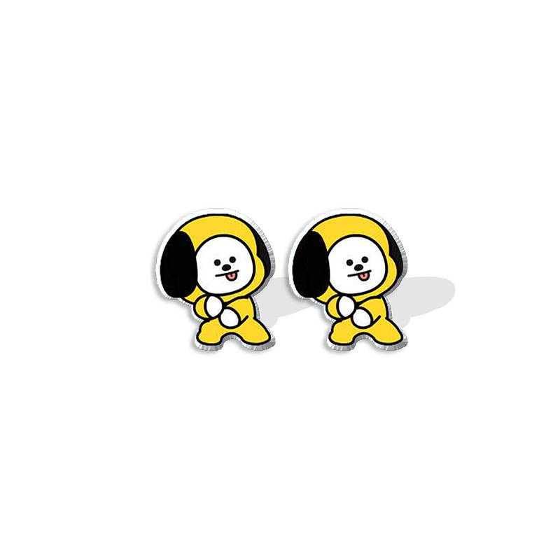 Bông Tai Dạng Kẹp Bằng Acrylic Họa Tiết Hoạt Hình Kpop BTS BT21 Dễ Phối Đồ Thời Trang Unisex Hàn Quốc