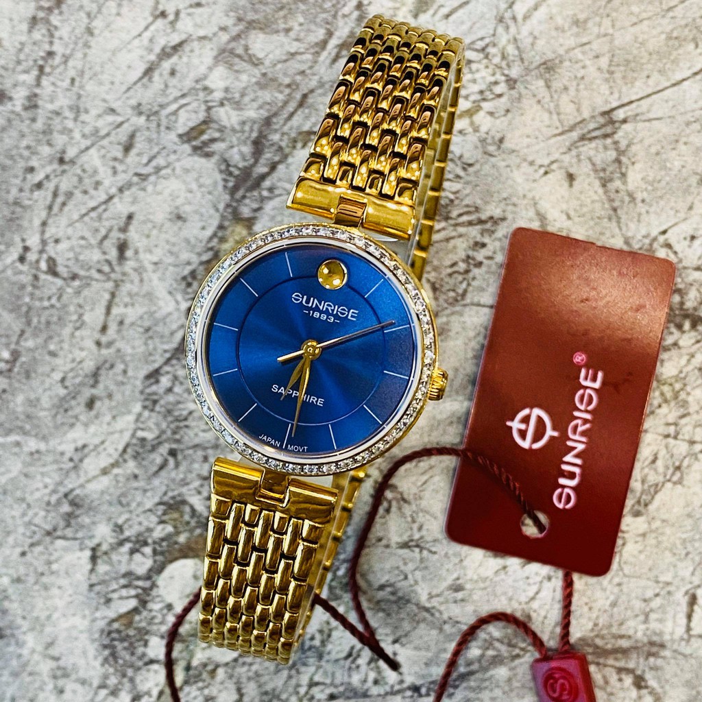 Đồng hồ Sunrise nữ chính hãng Nhật Bản L9967AA.G.X - kính saphire chống trầy - Đá Sw