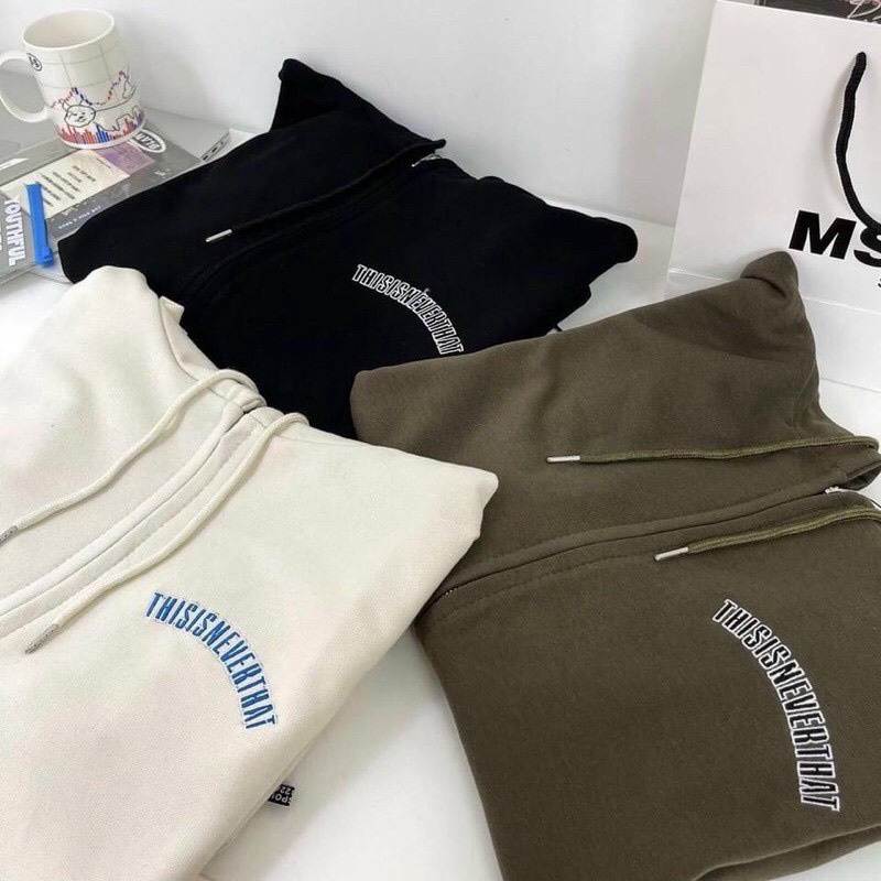 (Free Ship) Áo Khoác Hoodie Kiểu Zip Kéo Logo THISISNEVERTHAT Chất Nỉ PE Mềm Mịn Thoáng Mát Cực Hottrend h.h.p