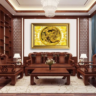 [Siêu rẻ] Tranh ép gỗ đẹp hình rồng cuộn sang trọng TT777 - tặng vòng phong thủy