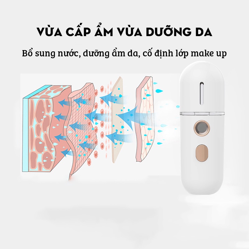 Máy phun sương - Máy xông hơi mặt nano mini giá rẻ Xông tinh dầu cầm tay Cấp nước tối đa Hỗ trợ dưỡng da chống lão hóa