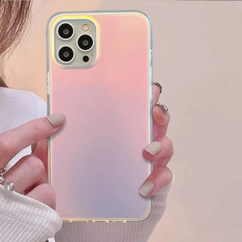 Ốp Điện Thoại Acrylic Bóng Trong Suốt Màu Gradient Cho iphone 14 13 12 11Pro Max X XR XS Max 7 + 8 Plus SE 2020