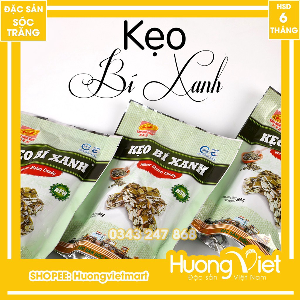 Kẹo bí xanh Tân Huê Viên thơm ngon ngọt thanh 200g luca333