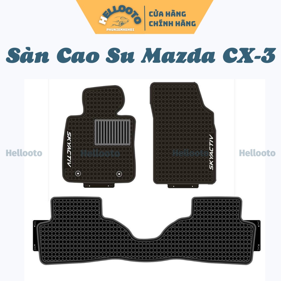 Thảm Lót Sàn Cao Su Xe Mazda CX3 2021 2022 2023 Màu Đen chữ ĐỎ - Hàng Cao Su Đúc Ko Mùi