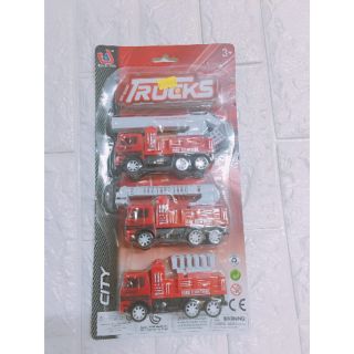 Vỉ 3 xe cứu hỏa- xe nhựa đồ chơi