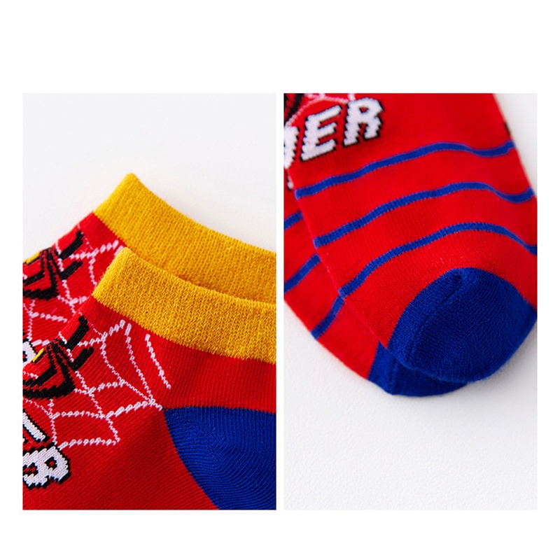 Set 5 Đôi Vớ Cotton In Hình Người Nhện Marvel Thoáng Khí Thoải Mái Mùa Hè Cho Bé Trai 1-12 Tuổi
