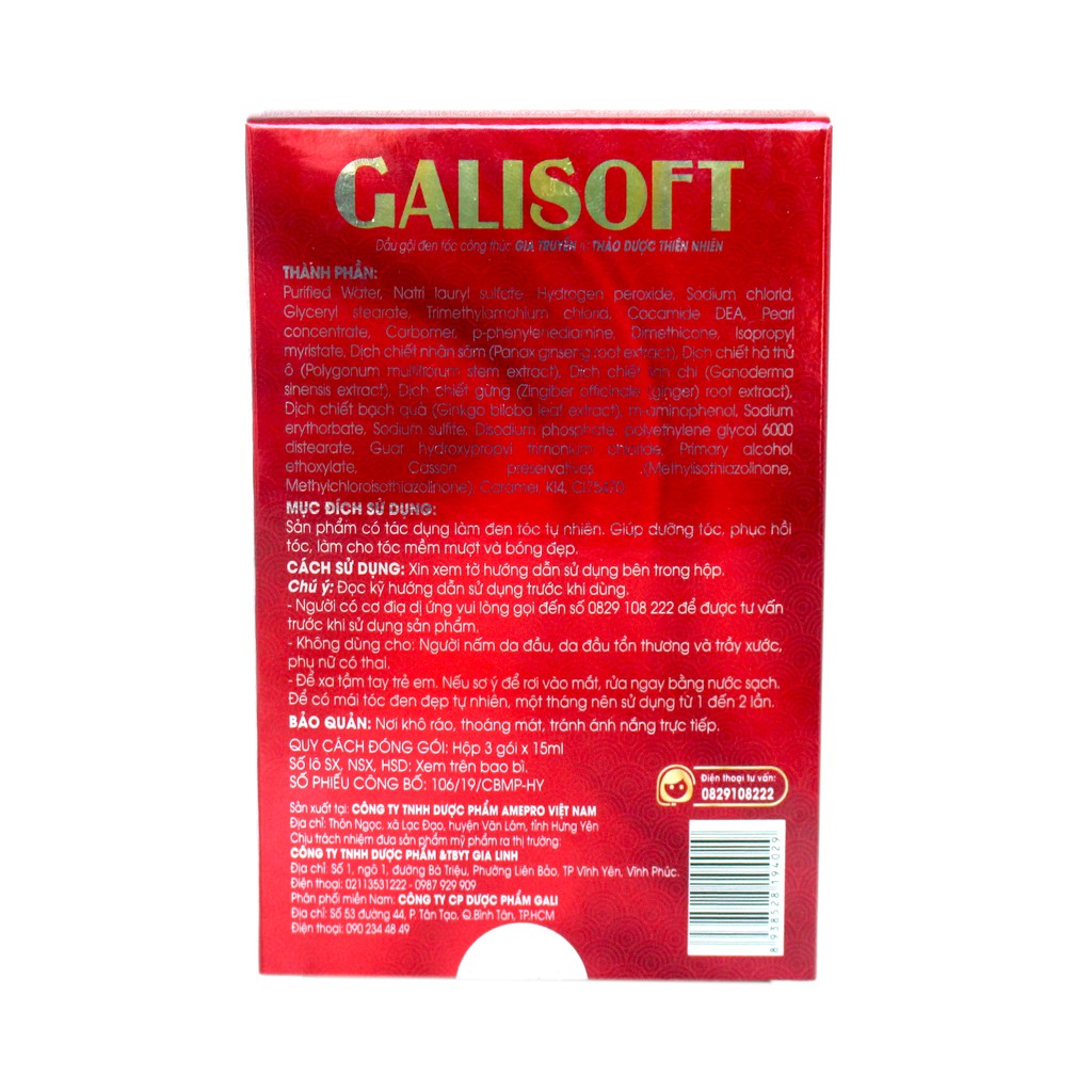 Dầu gội đen tóc thảo dược công thức gia truyền GALISOFT  1 hộp 3 gói. ( Mát Tay ) | BigBuy360 - bigbuy360.vn