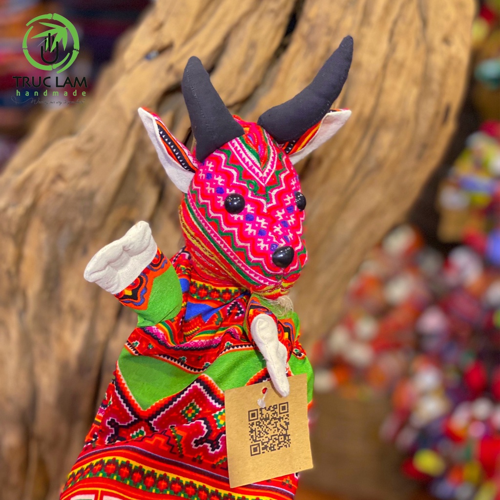 Đồ Chơi Cho Bé Con Rối Đeo Tay Đầu Thú Nhồi Bông Hình Con Lợn, Thỏ, Mèo Vải Thổ Cẩm Bông Gòn Cao Cấp – Trúc Lâm Handmade