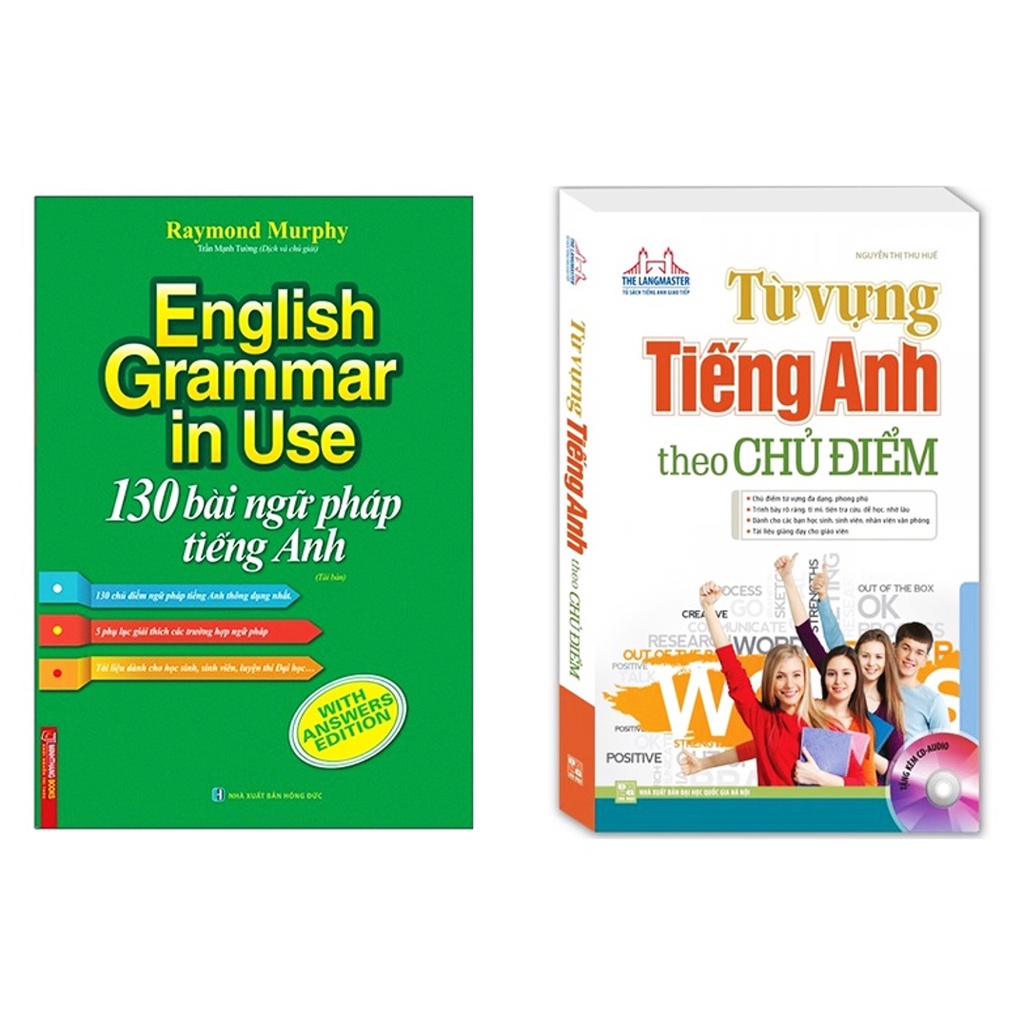 Sách - Combo 2 cuốn 130 bài ngữ pháp tiếng Anh + Từ vựng tiếng Anh theo chủ điểm