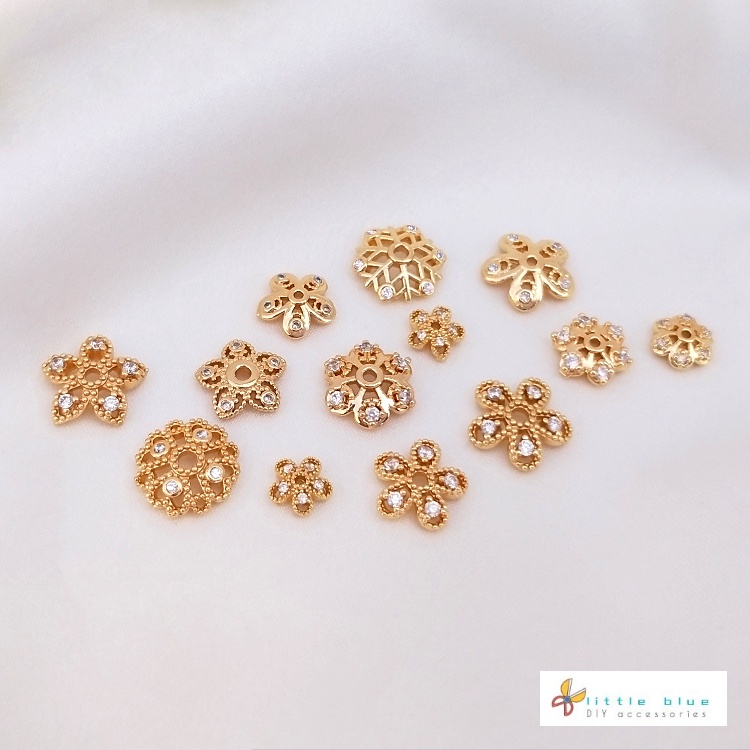 Hạt Xỏ Vòng Tay Hình Hoa Tuyết zircon Bằng Đồng 14K Màu Sắc Tùy Chọn DIY