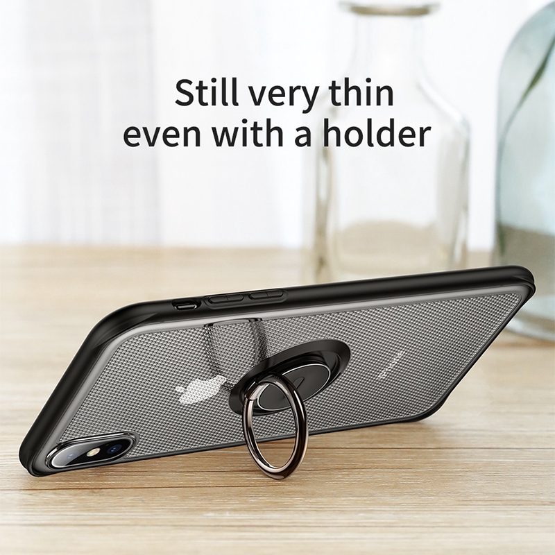 Baseus Dot bracket Case iPhone X XS MAX XR Magnetic Metal Finger Ring holder cover case for iPhone