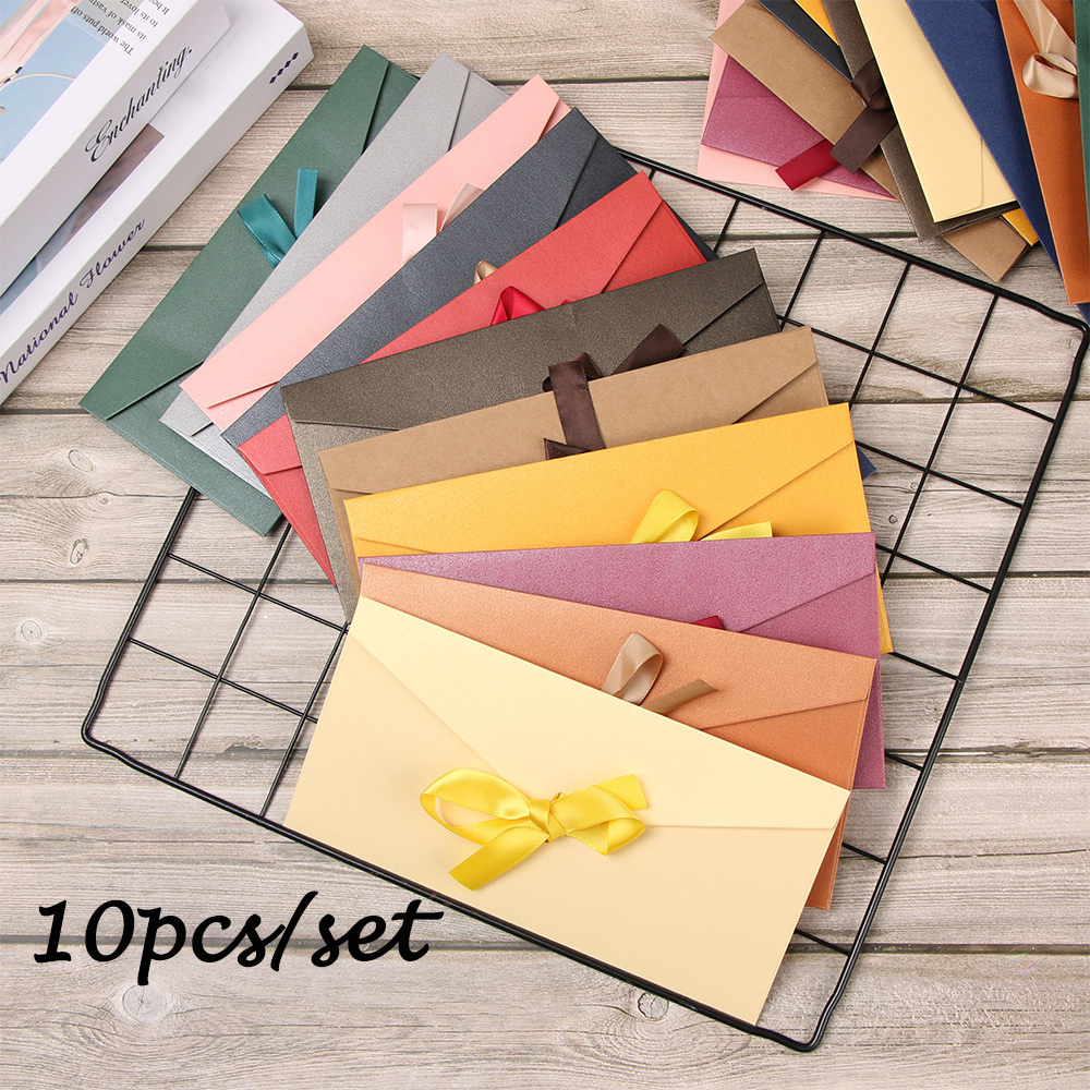 MELODG 10 Pcs/ Set Wedding Invited Multicolor Retro Creative Bow Envelope