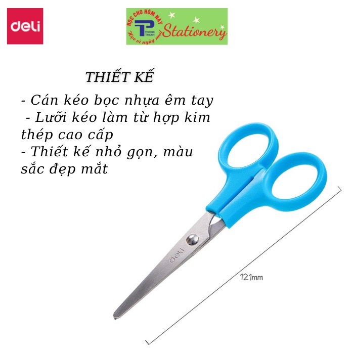 Kéo thủ công học sinh Deli, Xanh/Hồng - 1 chiếc - 6022