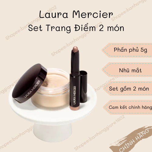 Set Laura Mercier 2 Món Phấn Phủ Và Sáp Nhũ Mắt (Bill Sephora)