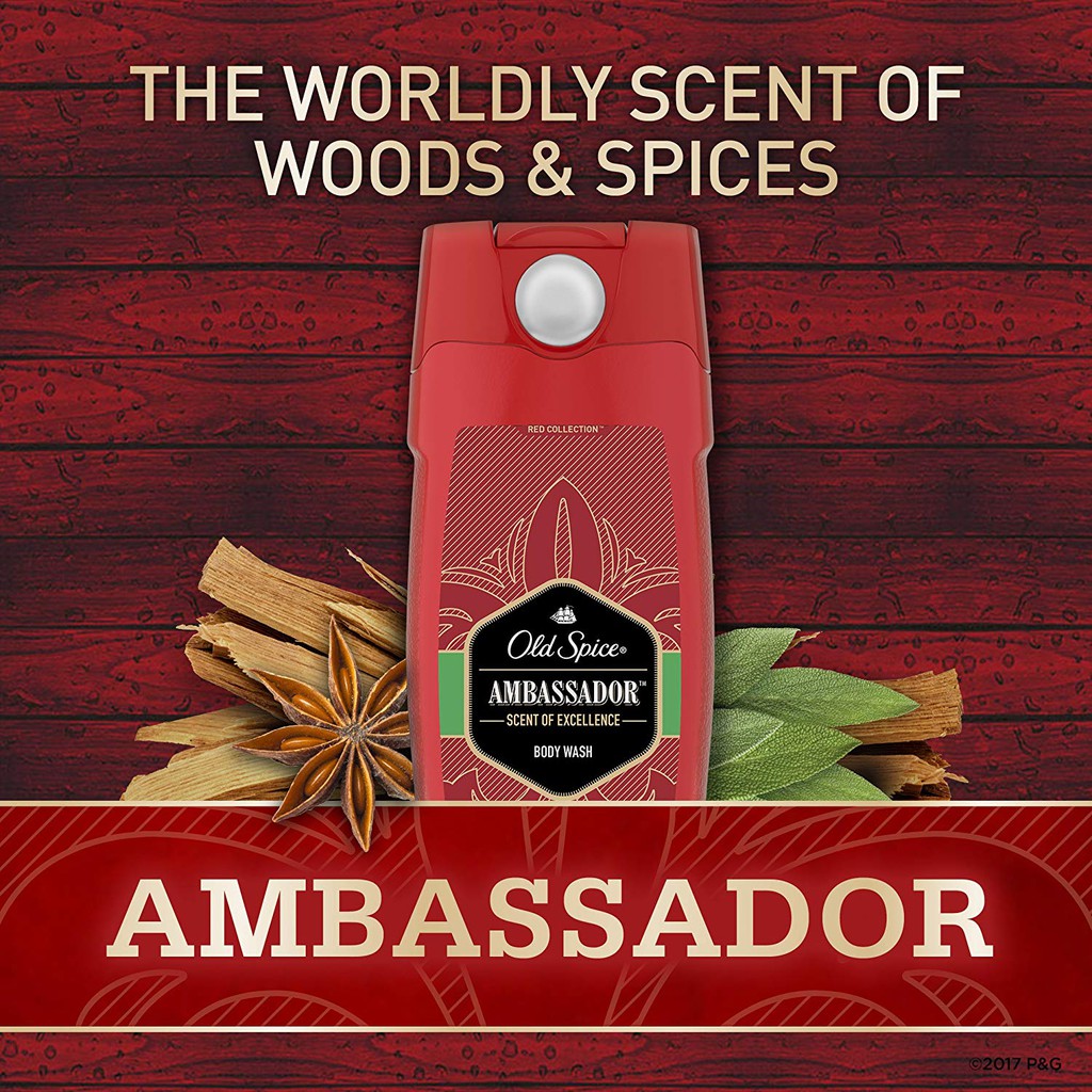 Sữa tắm nam dạng gel Old Spice Red Collection Ambassador Men's Body Wash 473ml (Mỹ)