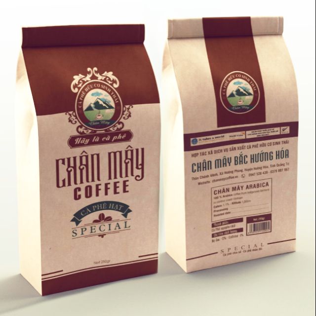 Cafe special dạng bột pha phin rang xay 250gr cà phê HTX Chân Mây Coffee