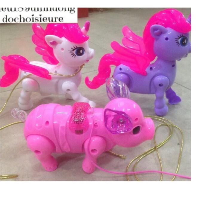 Đồ chơi ngựa Pony, Cua,Lợn Heo (Pig) tinh nghịch có thể di chuyển kèm dây dắt đi bộ