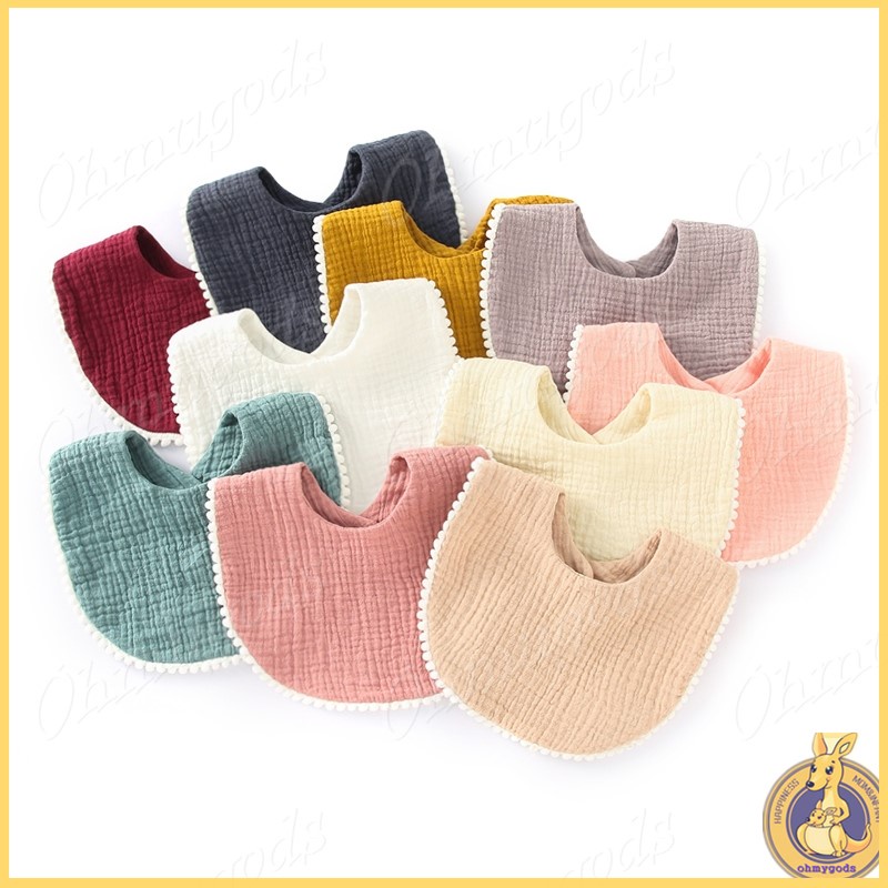 Yếm ăn cotton viền ren xinh xắn cho bé