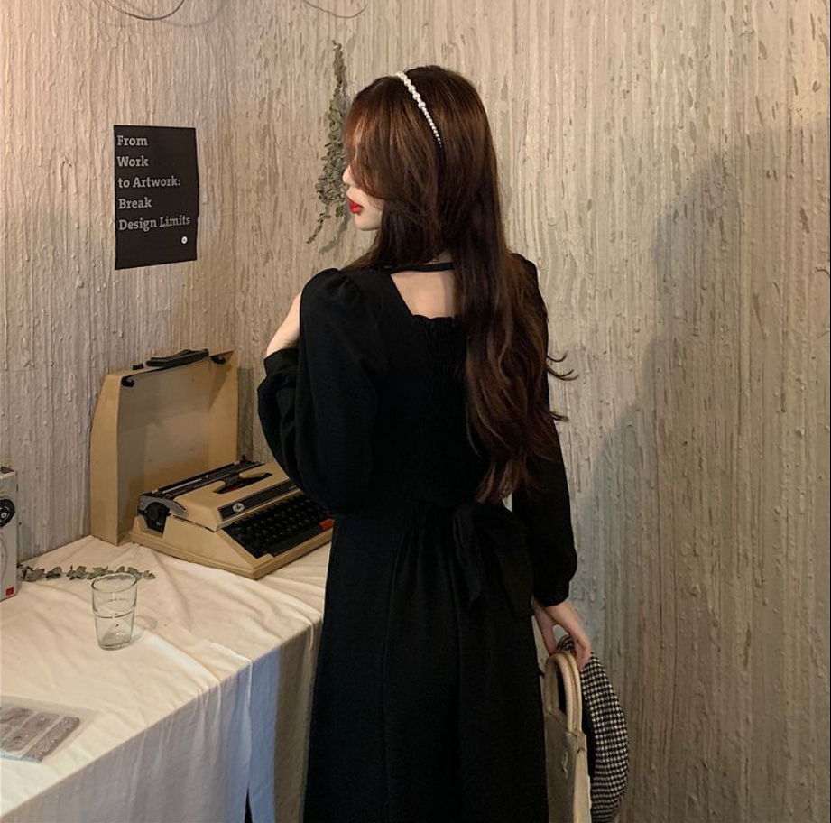 Đầm Tay Dài Cổ Vuông Phong Cách Retro Mùa Thu Cho Phái Nữ | BigBuy360 - bigbuy360.vn