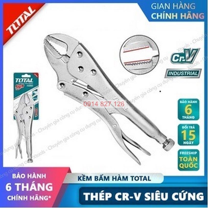 Kìm bấm khoá cứng TOTAL 18-25cm miệng mở 55mm, thép Cr-V siêu cứng, Bh 6 tháng  Kouritsu Official Store
