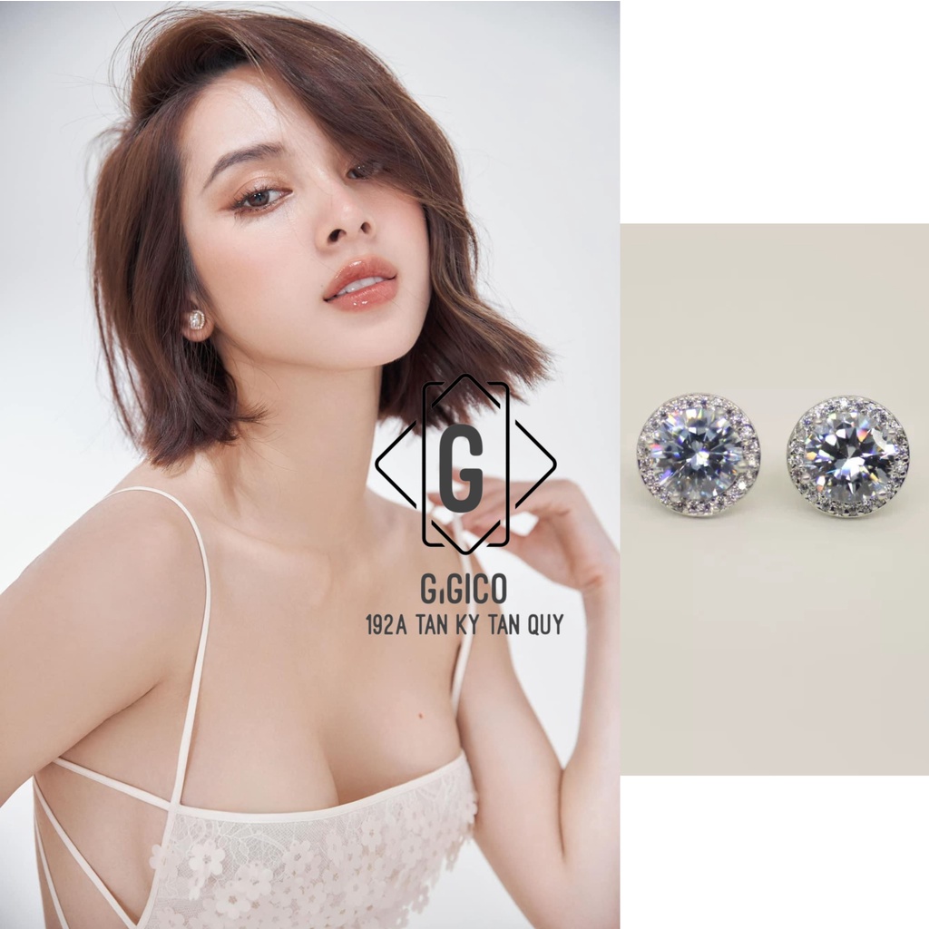 Bông tai đá moissanite kim cương nhân tạo