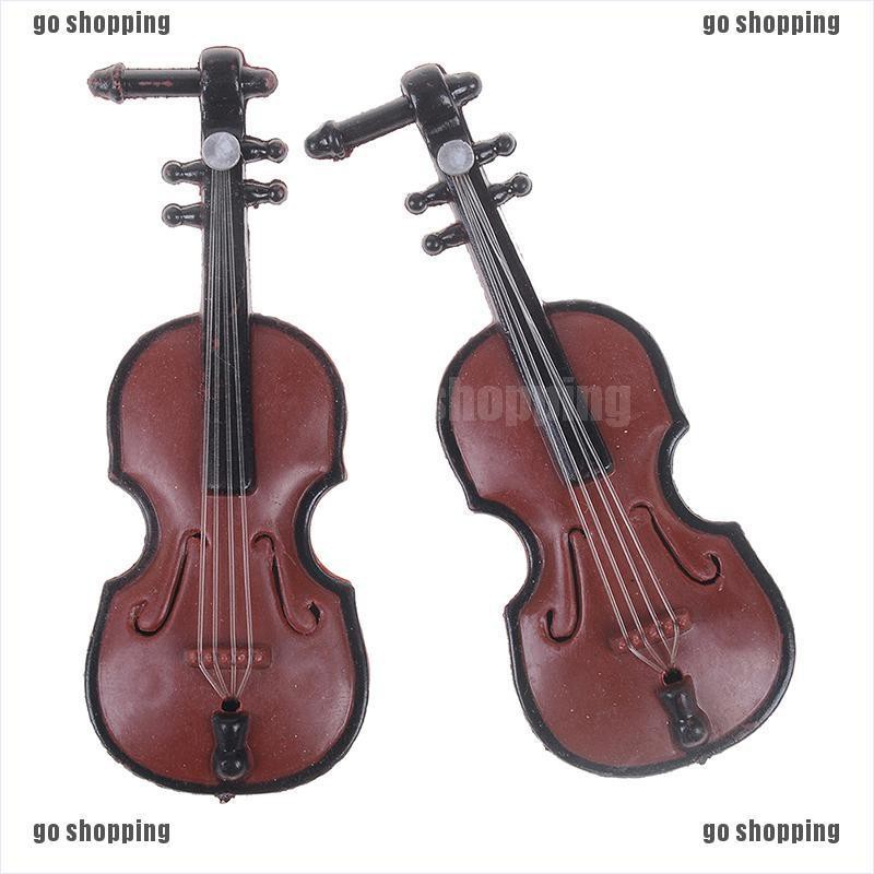 {go shopping}2pcs plastic mini violin dollhouse decorative music instrument crafts diy