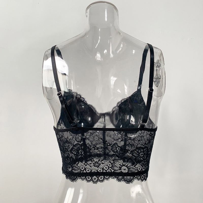Áo Croptop Hai Dây Phối Ren Xuyên Thấu Gợi Cảm Cho Nữ
