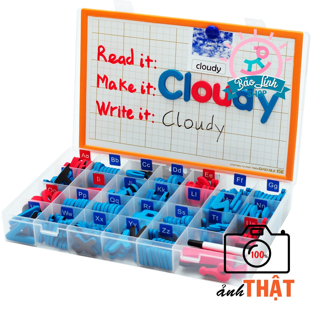 Bộ 208 chữ cái Tiếng Anh có nam châm CHUẨN Montessori - Phân biệt nguyên âm, phụ âm TẶNG thêm bảng từ, kèm khay đựng