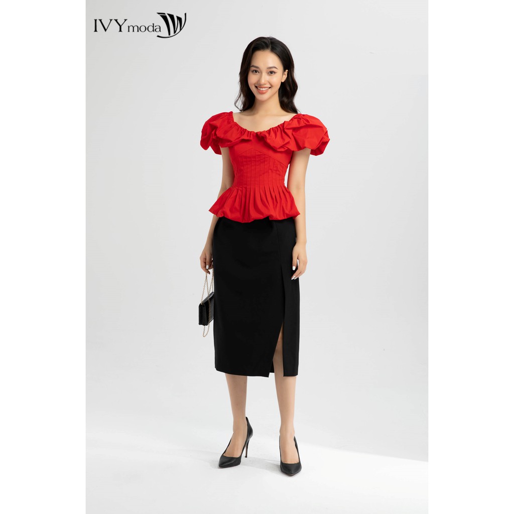 [NHẬP WABRTL5 GIẢM 10% TỐI ĐA 50K ĐH 250K ]Áo peplum tay bồng IVY moda MS 16B8592