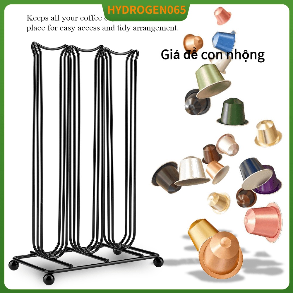 Giá đỡ đựng 42 viên nén pha cà phê bằng sắt mạ chrome màu đen Hydrogen065