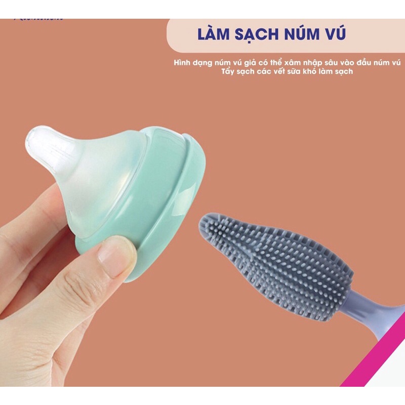 Cọ bình sữa silicon 2 chi tiết
