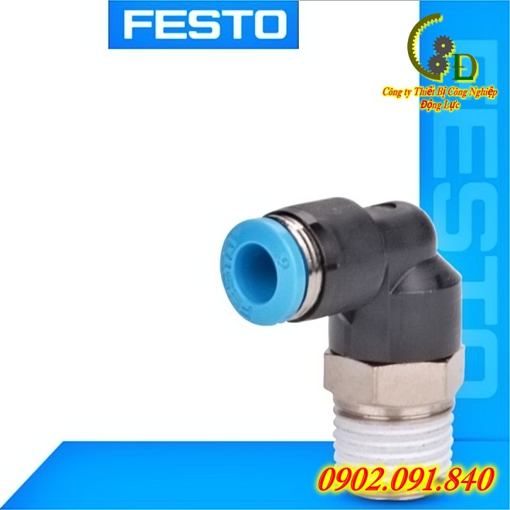 Khớp nối nhanh chữ L festo Đức ✴️Chính Hãng✴️ Đầu ( cút ) nối nhanh khí nén cho dây hơi phi 4/6/8/10/12. Van tiết lưu