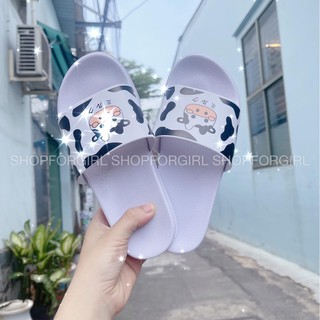 Dép quai ngang bò sữa 2 màu hot trend (Trắng - Đen) - baotrietle