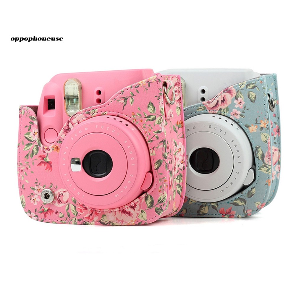 【OPHE】Vỏ in họa tiết hoa xinh xắn bảo vệ máy ảnh Polaroid Fujifilm Instax Mini 8/8+/9