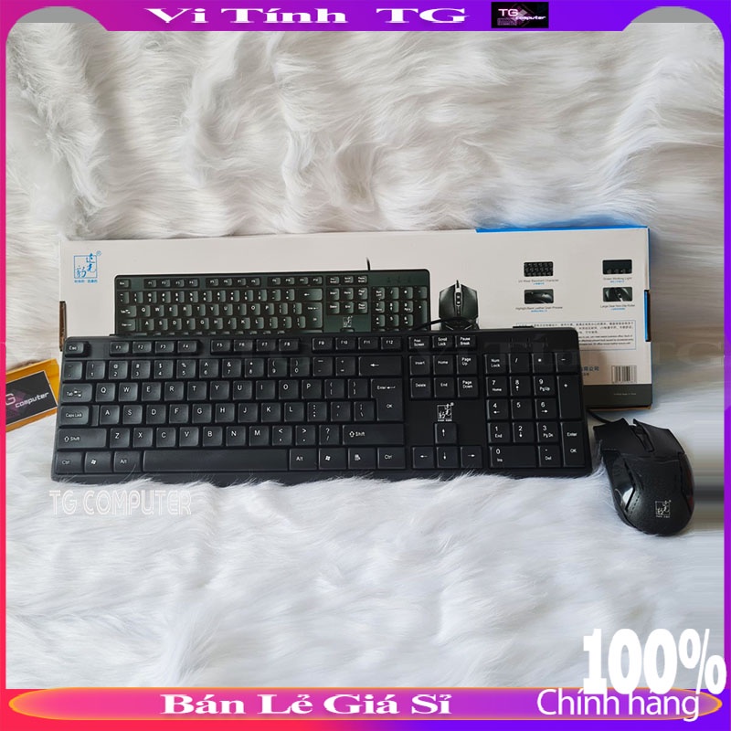 Combo bàn phím và chuột có dây văn phòng, học online bền bỉ kiểu dáng hiện đại