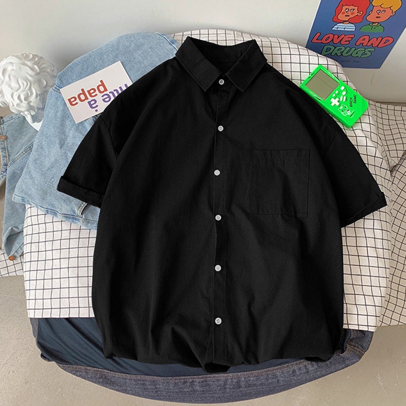 Áo Sơ Mi Tay Ngắn Màu Sắc Đơn Giản Thời Trang Mùa Hè Theo Phong Cách Hàn Quốc Cho Nữ