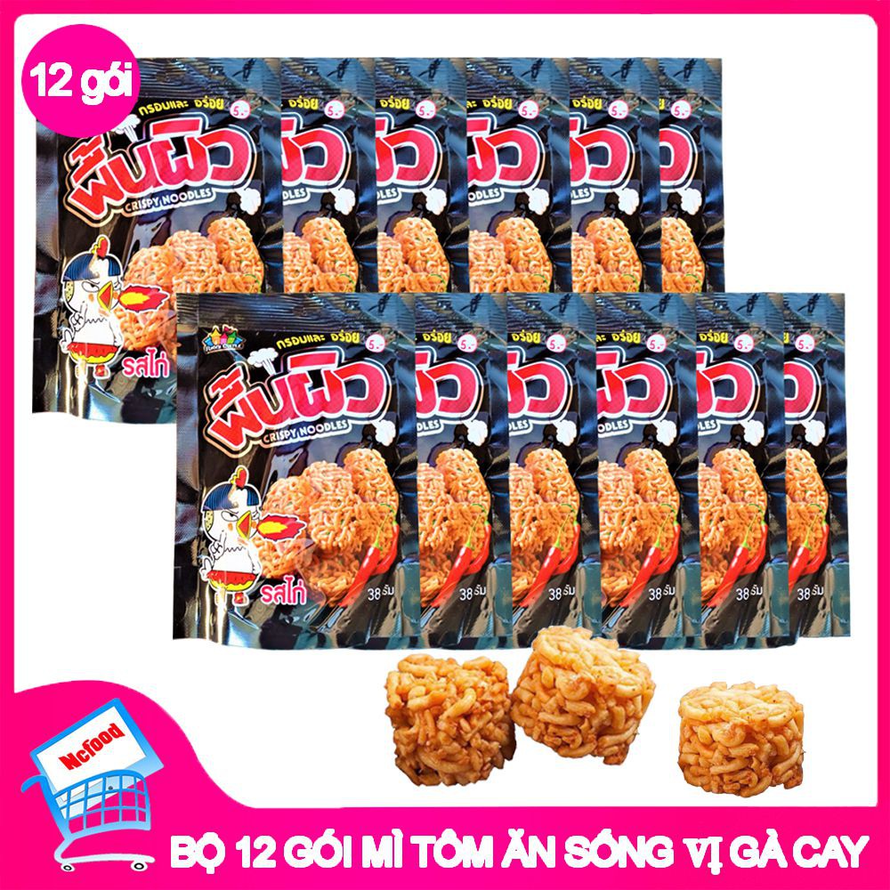 Combo 12 gói Snack Mì Gói Tôm Viên Gà Cay