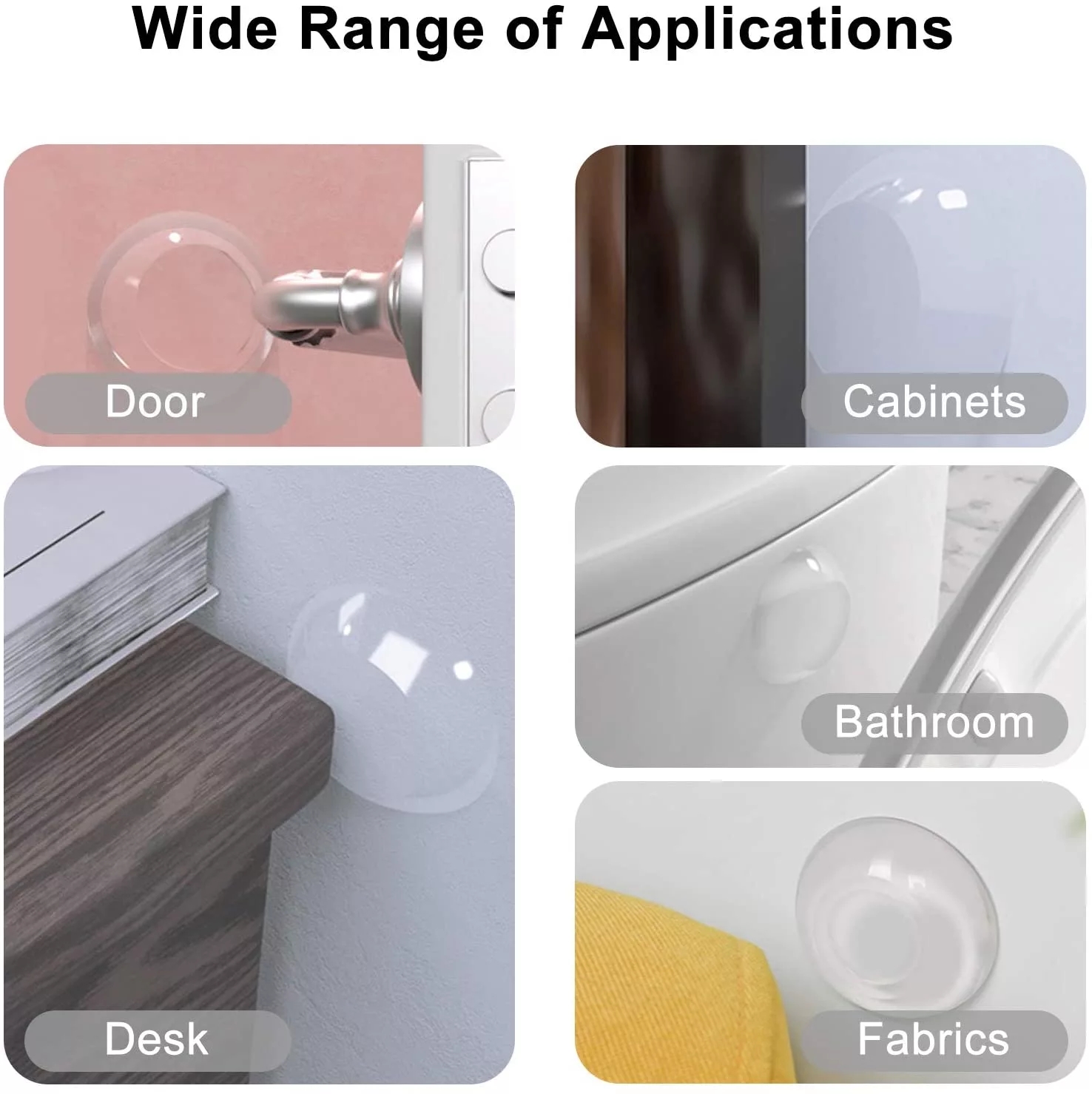 Bộ 6 Miếng Silicon Cao Su Mềm Dán Tường / Cửa Chống Va Đập Có Thể Tái Sử Dụng