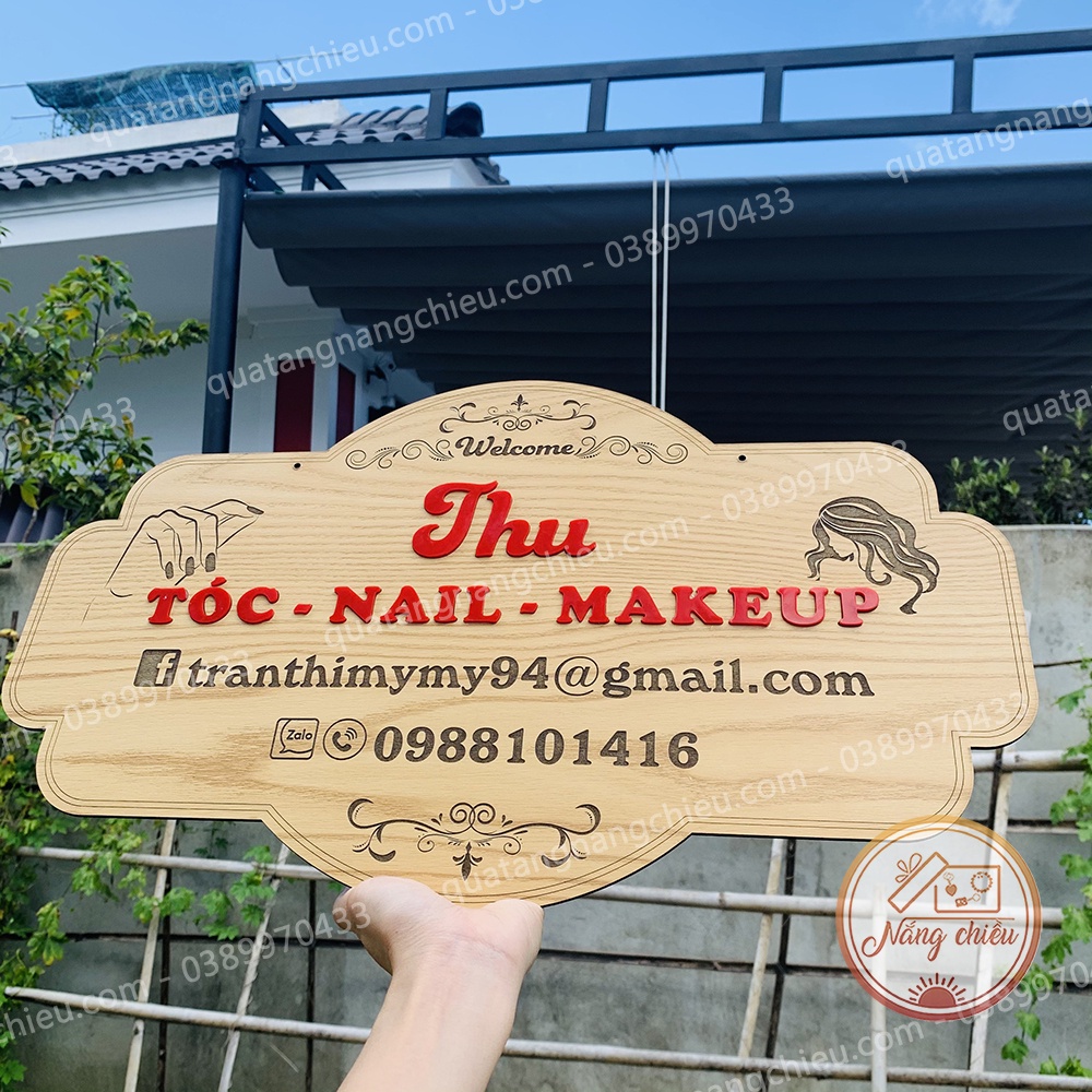 Biển gỗ trang trí SPA size 27x47cm - Khắc thông tin shop bằng laser rõ nét - Thiết kế theo yêu cầu