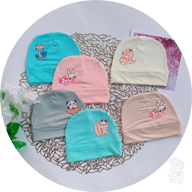 Set 3 mũ sơ sinh mỏng cho bé, mũ thun lạnh