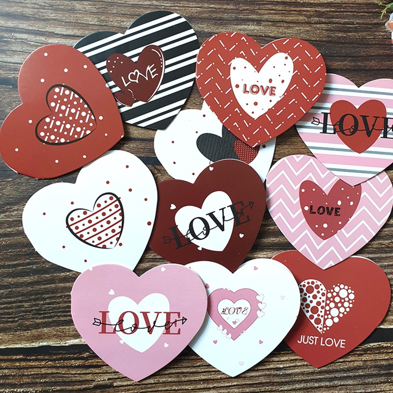 Set 120 tấm thiệp chúc mừng hình trái tim mini dùng để làm quà tặng