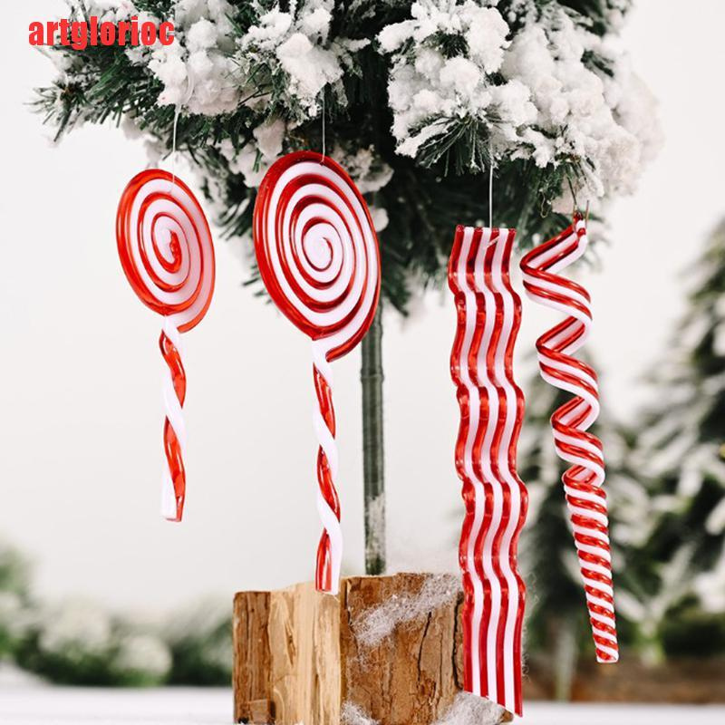 {artglorioc}Christmas Decorations Creative Red And White Candy Pendant VGH