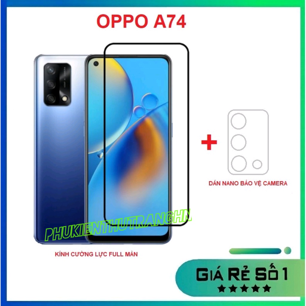 Combo Oppo A54 / A74 4G / A55 4G/ A95 4G/ A16K kính cường lực full màn hình + dán bảo vệ camera chống trầy xước bụi bẩn