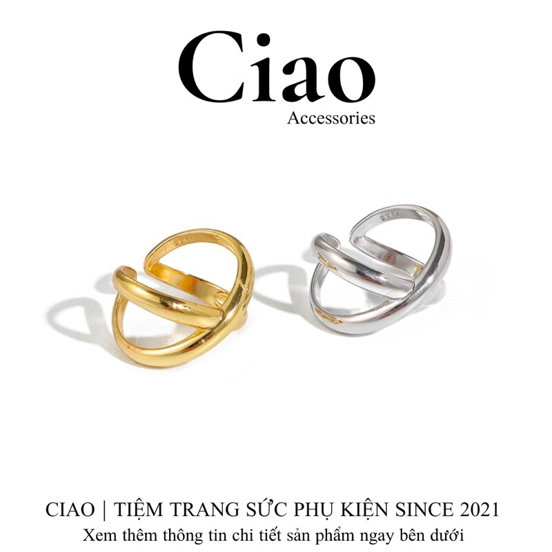 [HOẢ TỐC 1H] Nhẫn mạ bạc S925 thiết kế đan chéo mã 32 đơn giản trendy Ciao accessories