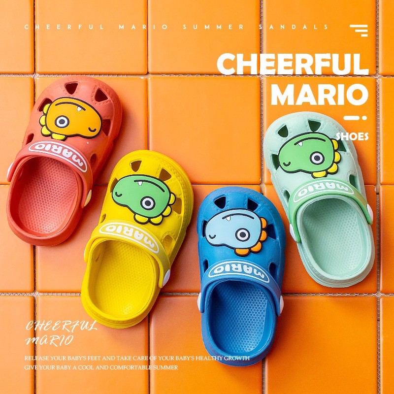 Dép sục cho bé Cheerful Mario KHỦNG LONG [HÀNG MỚI] cho bé trai bé gái siêu nhẹ chống trơn trượt chính hãng BẾ BẾ SMA3