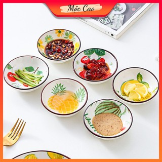 Chén đựng nước chấm, bát đựng gia vị họa tiết hoa quả phụ kiện trang trí decor nhà bếp