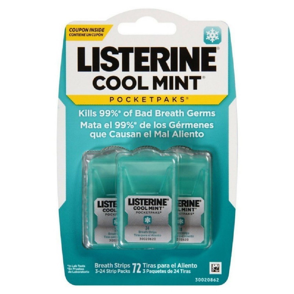 Miếng Ngậm Thơm Miệng ⭐️FREESHIP⭐️ Listerine Pocketpacks (vỉ 3 hộp x 24 miếng) date 2023